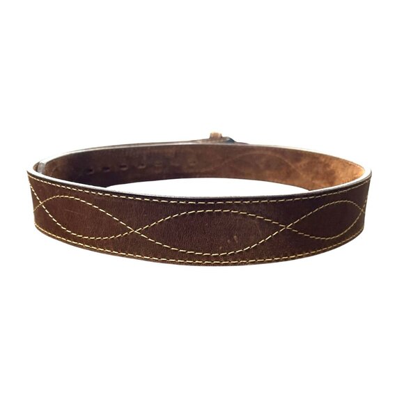 Wrangler Genuine Leather Brown Belt With Metal Buckle Made in Mexico Men Size 34 - Picture 2 of 4